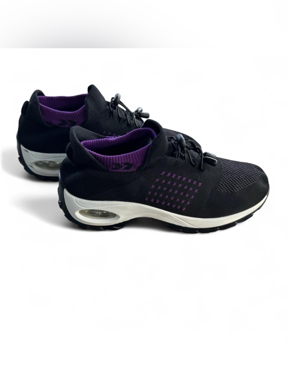 Women’s Slip-On Sock Sneakers Size 42 (11) Black Purple Mesh Air Cushion Platfor